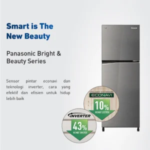 panasonic nr bb210v h kulkas 2 pintu inverter glory grey garansi resmi original