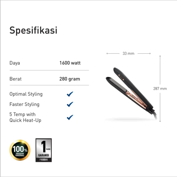 panasonic eh hs99 k415 ceramic hair straightner black garansi resmi origional