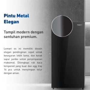 panasonic nr af171s pk kulkas 1 pintu [155 l] sparkling black garansi resmi original