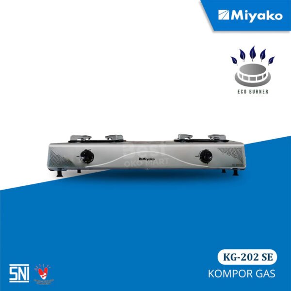 kompor gas miyako kg202se body stainless 2 tungku garansi resmi original