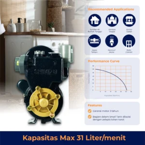 shimizu pompa air otomatis sumur dangkal ps 135 e garansi resmi original