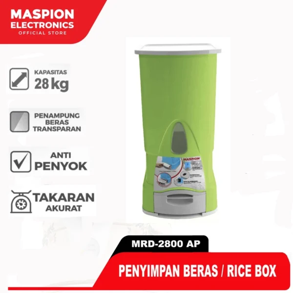 maspion rice box kotak beras kapasitas 28 kg mrd 2800 ap garansi resmi original