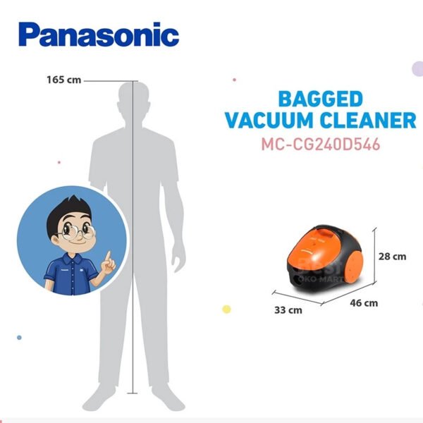 panasonic mc cg240d546 bagged vacuum cleaner [2.8 kg] orange black garansi resmi original
