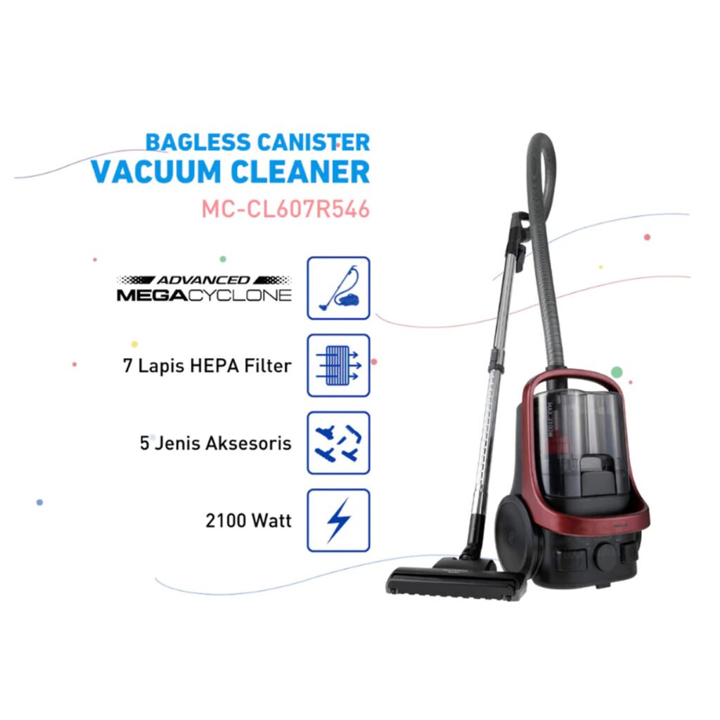 panasonic mc cl607r546 advanced mega cyclone vacuum cleaner ruby red garansi original resmi