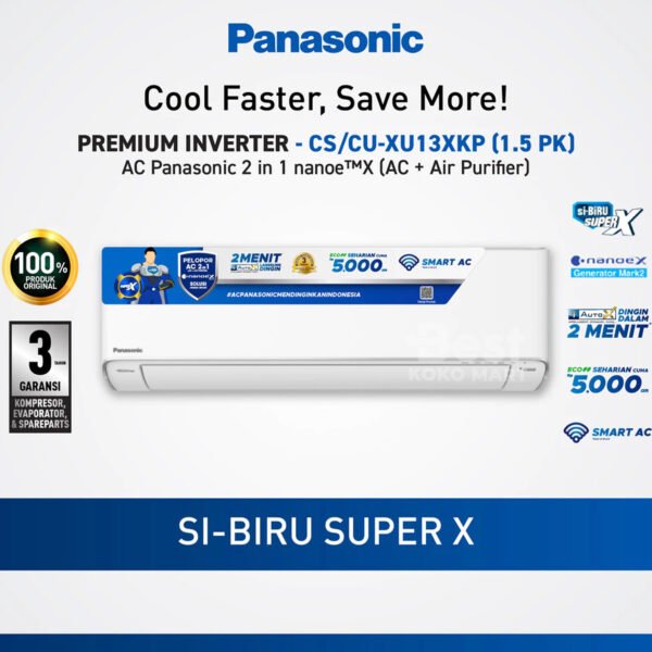 panasonic cs/cu xu13xkp ac inverter + nanoe x + wlan built in [1.5 pk] garansi resmi original