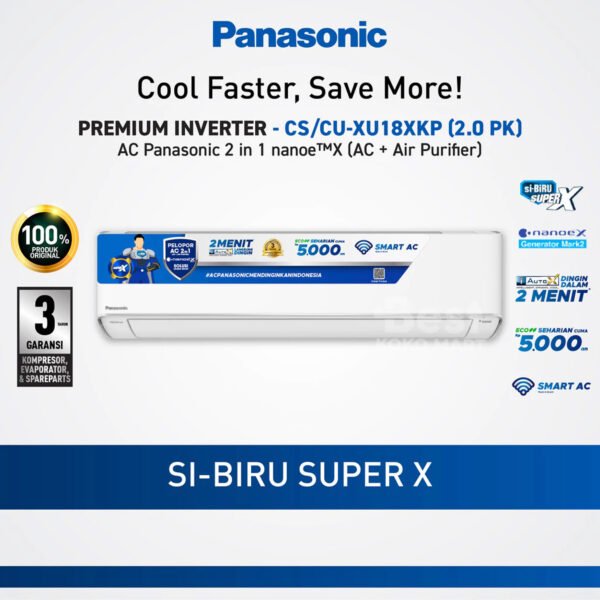 Panasonic CS/CU-XU18XKP AC Inverter + Nanoe-X + WLAN Built In [2 PK] Garansi Resmi Original