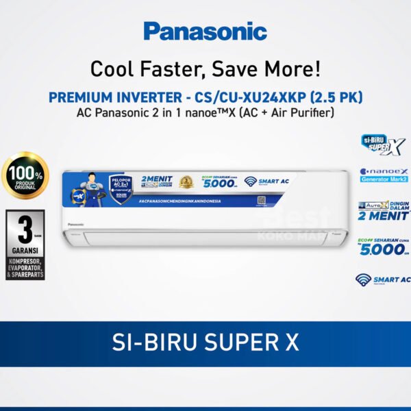 panasonic cs/cu xu24xkp ac inverter + nanoe x + wlan built in [2.5pk] garansi resmi original