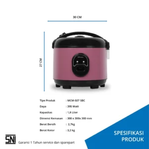 magic com miyako mcm507sbc nanoal rice cooker 1.8 liter magic warmer plus 3in1 garansi resmi original