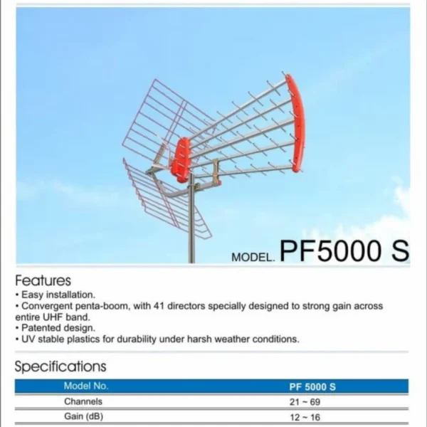 antena tv pf 5000 antena analog luar pf5000 garansi resmi original