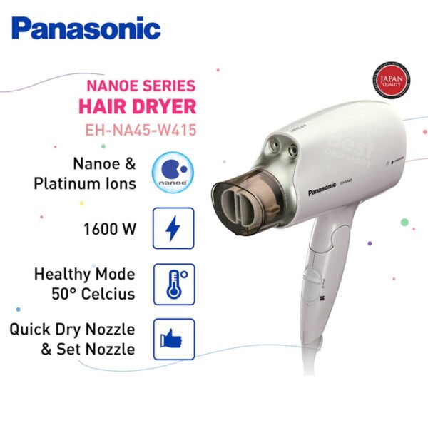 panasonic eh na45 w415 hair dryer nanoe series white garansi original resmi
