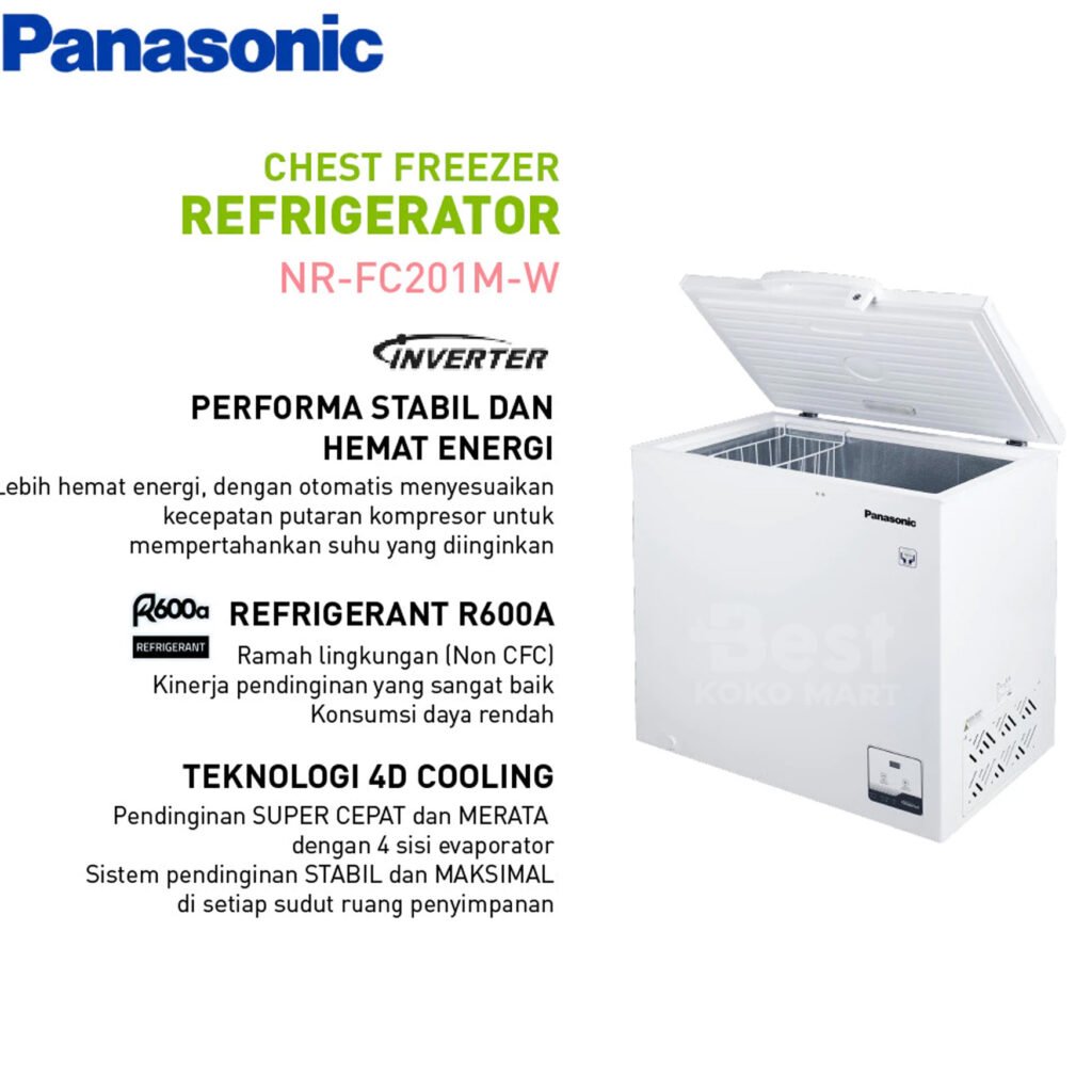 panasonic nr fc201m w chest freezer 200 liter garansi resmi original