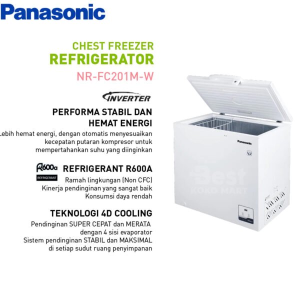 panasonic nr fc201m w chest freezer 200 liter garansi resmi original