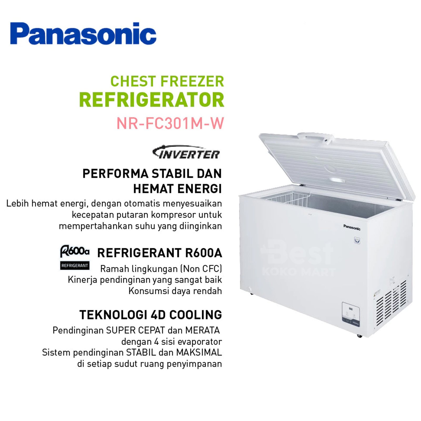 panasonic nr fc301m w chest freezer 300 liter garansi resmi original panasonic nr fc301m w chest freezer 300 liter garansi resmi original