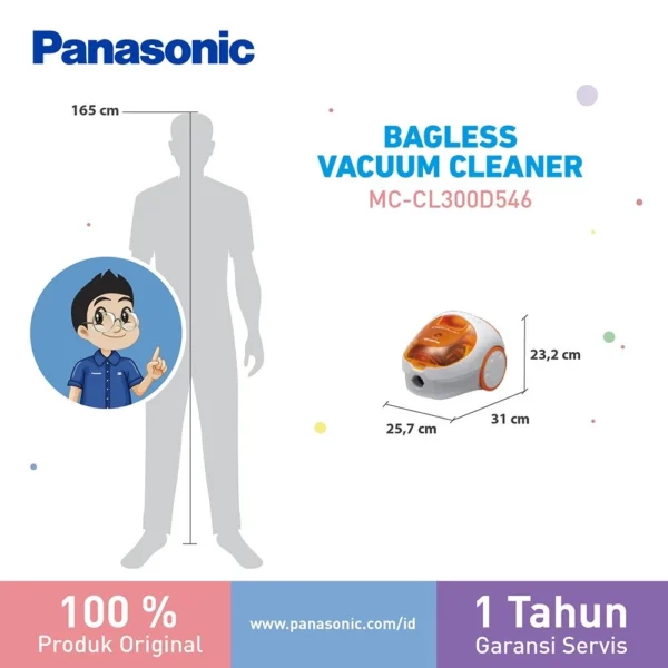 panasonic mc cl300d546 bagless vacuum cleaner [3 kg] orange garansi resmi original