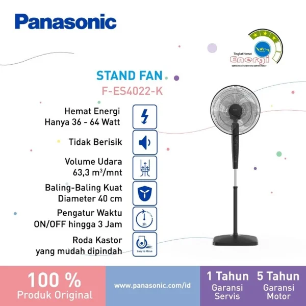 panasonic f es4022 k kipas angin berdiri / stand fan garansi resmi original