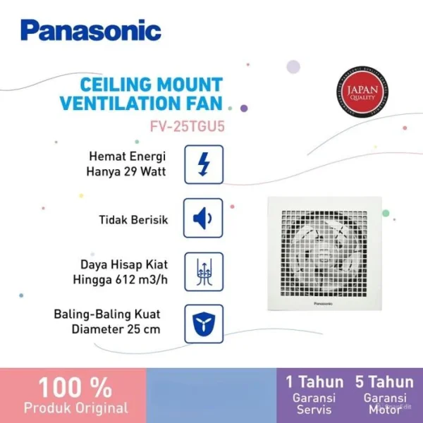 panasonic fv 25tgu5 w kipas ventilasi / ventilating fan garansi resmi original