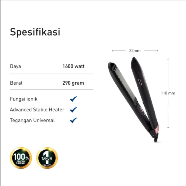 panasonic eh hv70 k415 hair straightener ceramic plate black garansi resmi original