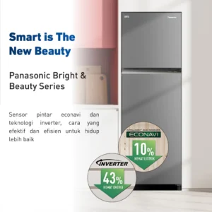 panasonic nr bb272q p kulkas 2 pintu inverter + prime fresh grey garansi resmi original