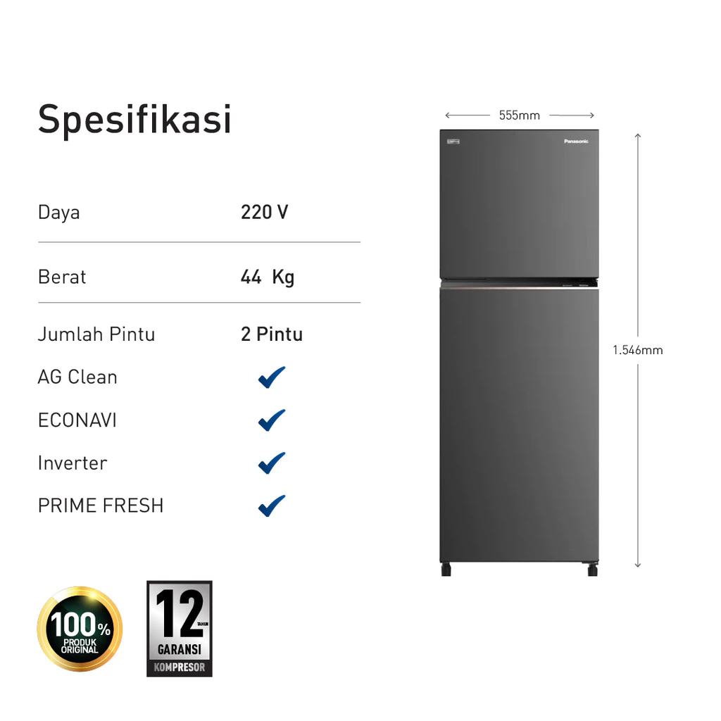 panasonic nr bb252q p kulkas 2 pintu inverter + prime fresh grey garansi resmi original panasonic nr bb252q p kulkas 2 pintu inverter + prime fresh grey garansi resmi original