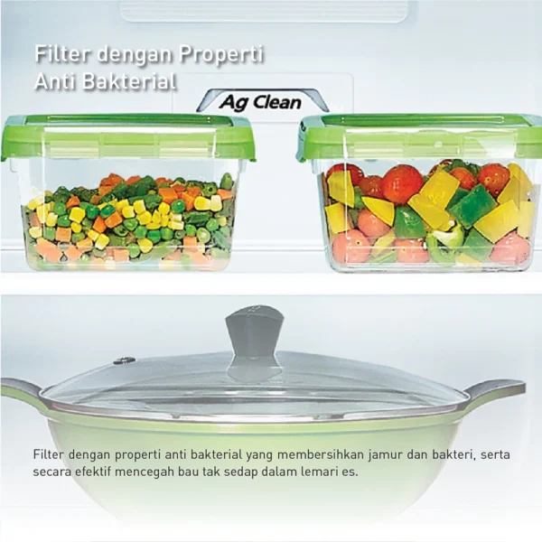 panasonic nr bb220v h kulkas 2 pintu top freezer + inverter grey garansi resmi original