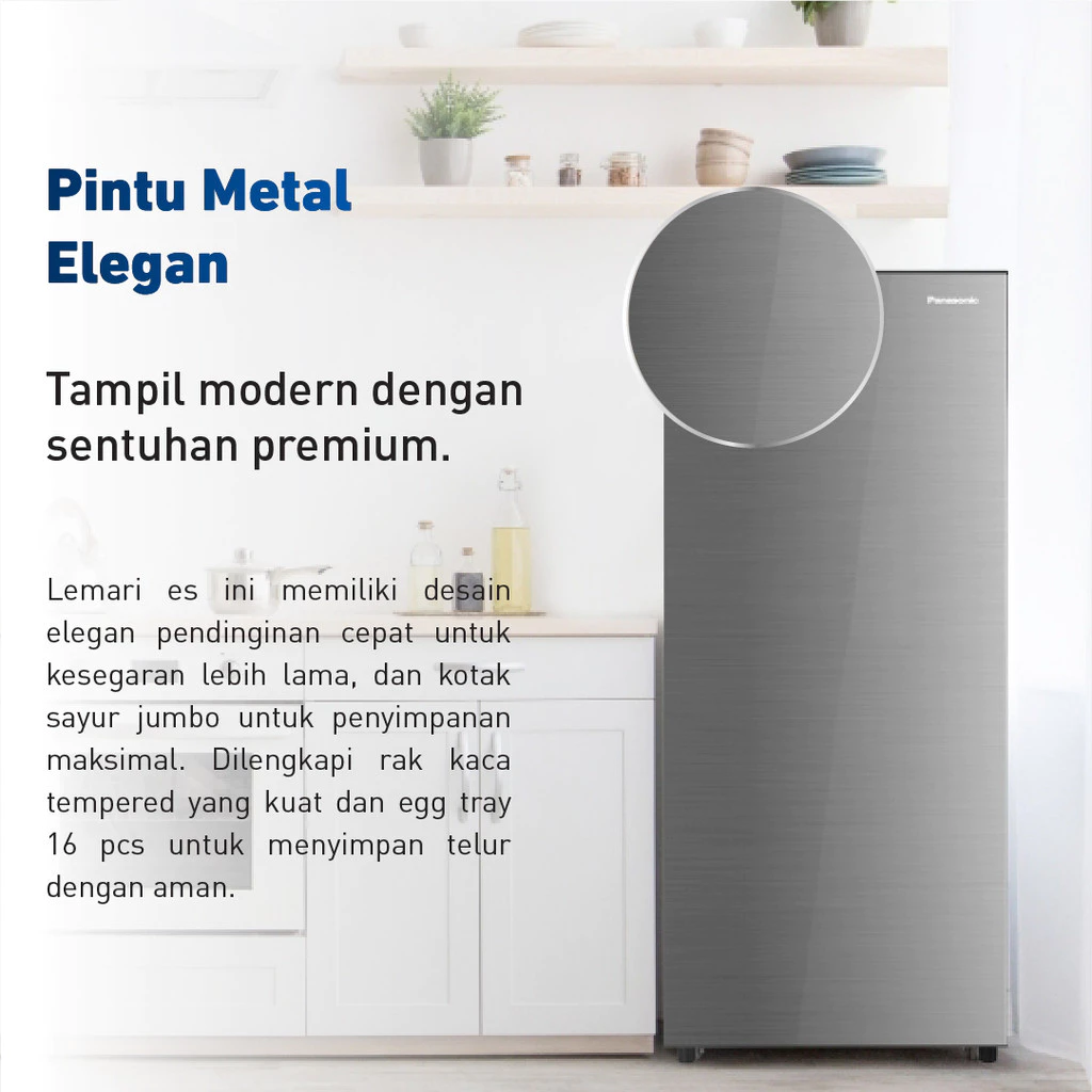 panasonic nr af191s h kulkas 1 pintu [164 l] grey garansi resmi original