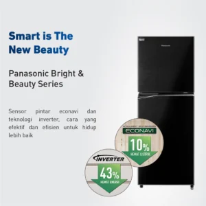panasonic nr bb211q pk kulkas 2 pintu inverter + prime fresh black garansi resmi original