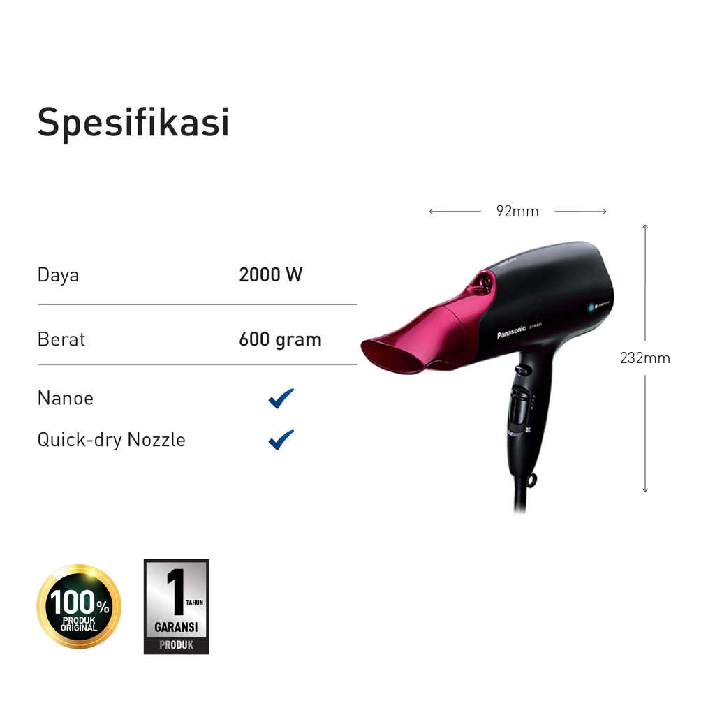 panasonic eh na65 k415 hair dryer nanoe series black garansi resmi original