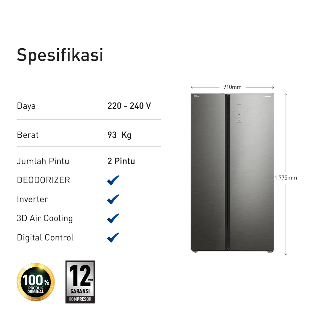 panasonic nr sc631bghd kulkas side by side infinite inverter glass garansi resmi original panasonic nr sc631bghd kulkas side by side infinite inverter glass garansi resmi original