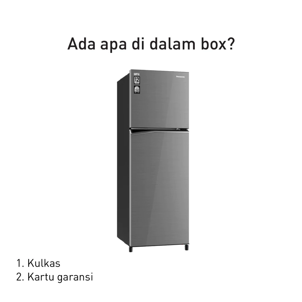 panasonic nr bb270v h kulkas 2 pintu top freezer + inverter grey garansi resmi original