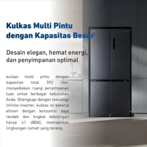 panasonic nr xc561cuzd kulkas multidoor inverter quattro black garansi resmi original