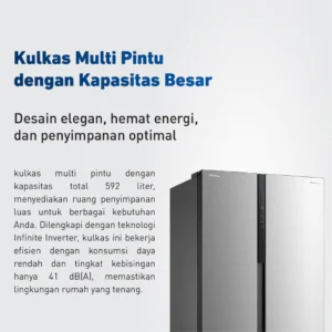 panasonic nr sc631bwsd kulkas side by side infinite inverter silver garansi resmi original