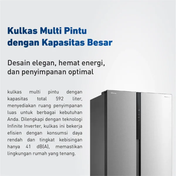 panasonic nr sc631bwsd kulkas side by side infinite inverter silver garansi resmi original