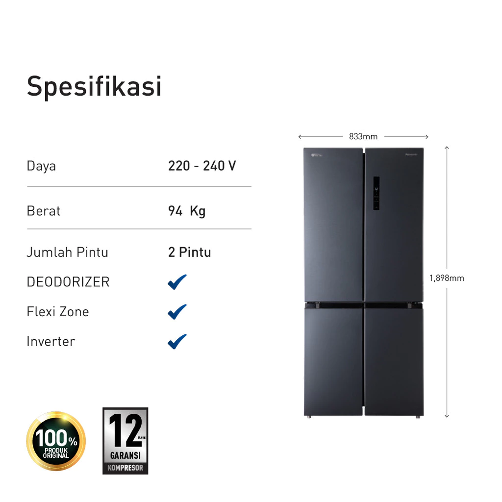 panasonic nr xc561cuzd kulkas multidoor inverter quattro black garansi resmi original panasonic nr xc561cuzd kulkas multidoor inverter quattro black garansi resmi original