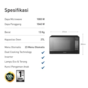 panasonic nn gt65jbtte microwave grill series inverter [31 l] garansi resmi original