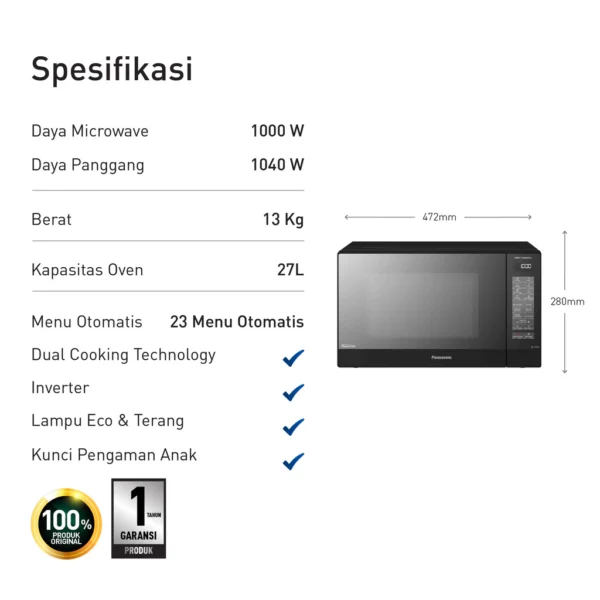 panasonic nn gt65jbtte microwave grill series inverter [31 l] garansi resmi original