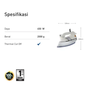 panasonic ni 22awtsr dry iron ivory garansi resmi original