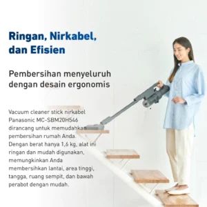 panasonic mc sbm20h546 cordless stick vacuum cleaner grey garansi resmi original