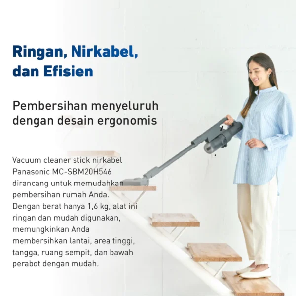 panasonic mc sbm20h546 cordless stick vacuum cleaner grey garansi resmi original