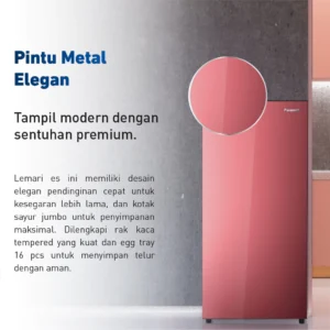 panasonic nr af171s r kulkas 1 pintu [155 l] red garansi resmi original