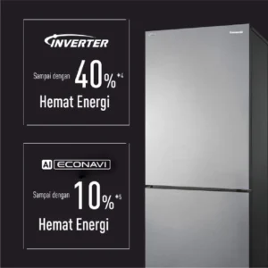 panasonic nr bx421bpkd kulkas 2 pintu inverter + prime fresh black garansi resmi original