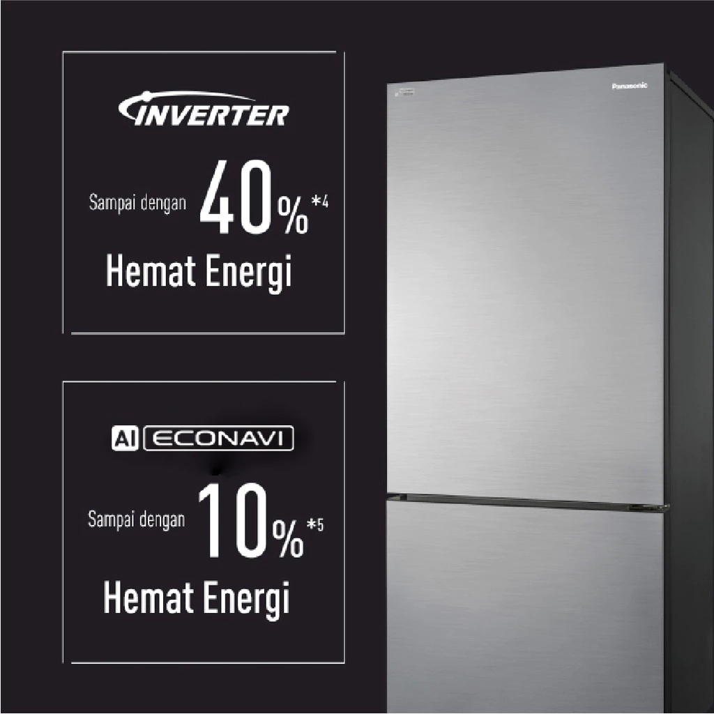 panasonic nr bx421bpkd kulkas 2 pintu inverter + prime fresh black garansi resmi original