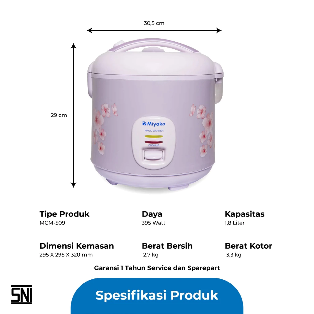 magic com miyako mcm509 magic warmer plus rice cooker 1,8 liter garansi resmi original magic com miyako mcm509 magic warmer plus rice cooker 1,8 liter garansi resmi original