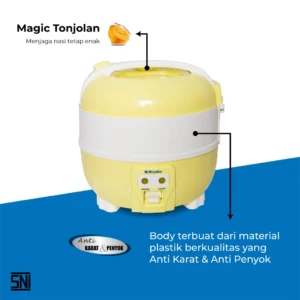 magic com miyako mcm610 rice cooker 1 liter magic warmer plus 3in1 kuning garansi resmi original