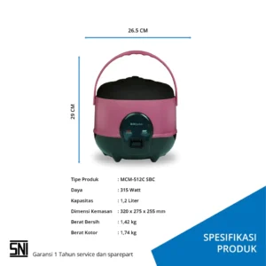 magic com miyako mcm512csbc magic warmer plus rice cooker nanoal 1.2 liter 315 w garansi resmi original