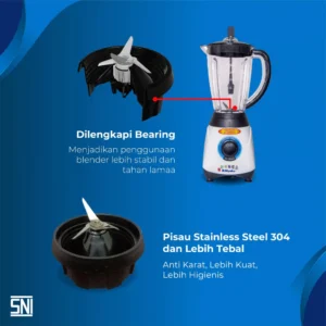 blender miyako bl51gi (kaca) hitam [1.5l]/300w garansi resmi original