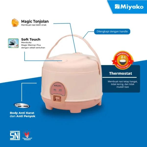 magic com miyako mcm586bh nanoal berlian hitam rice cooker 1.8 liter 3in1 magic warmer baby pink garansi resmi original
