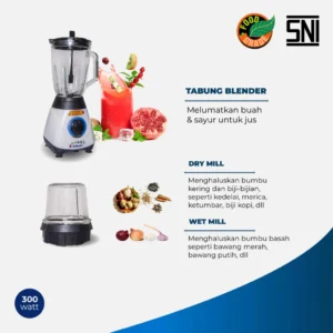 blender miyako bl51gi (kaca) hitam [1.5l]/300w garansi resmi original