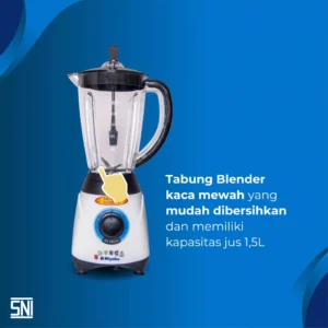 blender miyako bl51gi (kaca) hitam [1.5l]/300w garansi resmi original