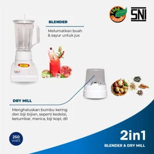 blender miyako bl101pl plastik 1 liter putih 250 watt garansi resmi original