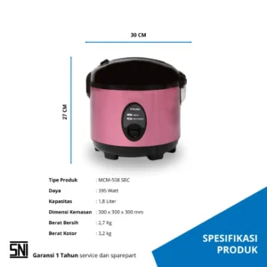 magic com miyako mcm508sbc nanoal anti lengket rice cooker 1.8 liter 3in1 magic warmer plus garansi resmi original